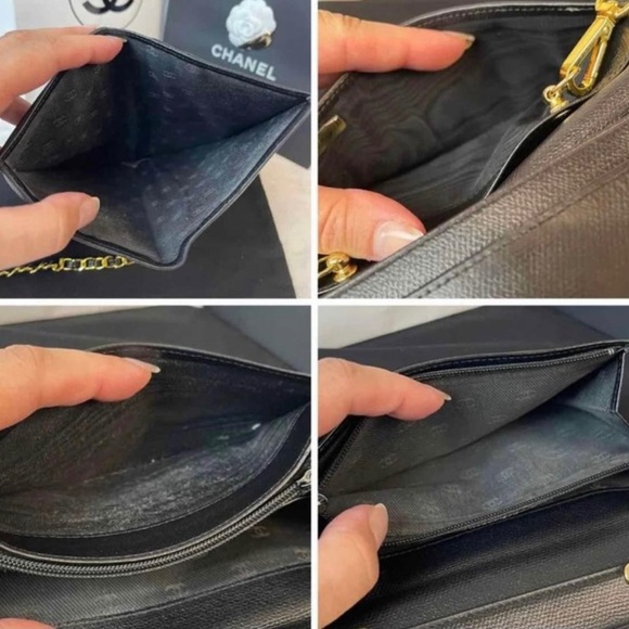 Authentic Chanel Coco Button Caviar Leather Bifold Long Wallet Crossbody - Picture 5 of 7